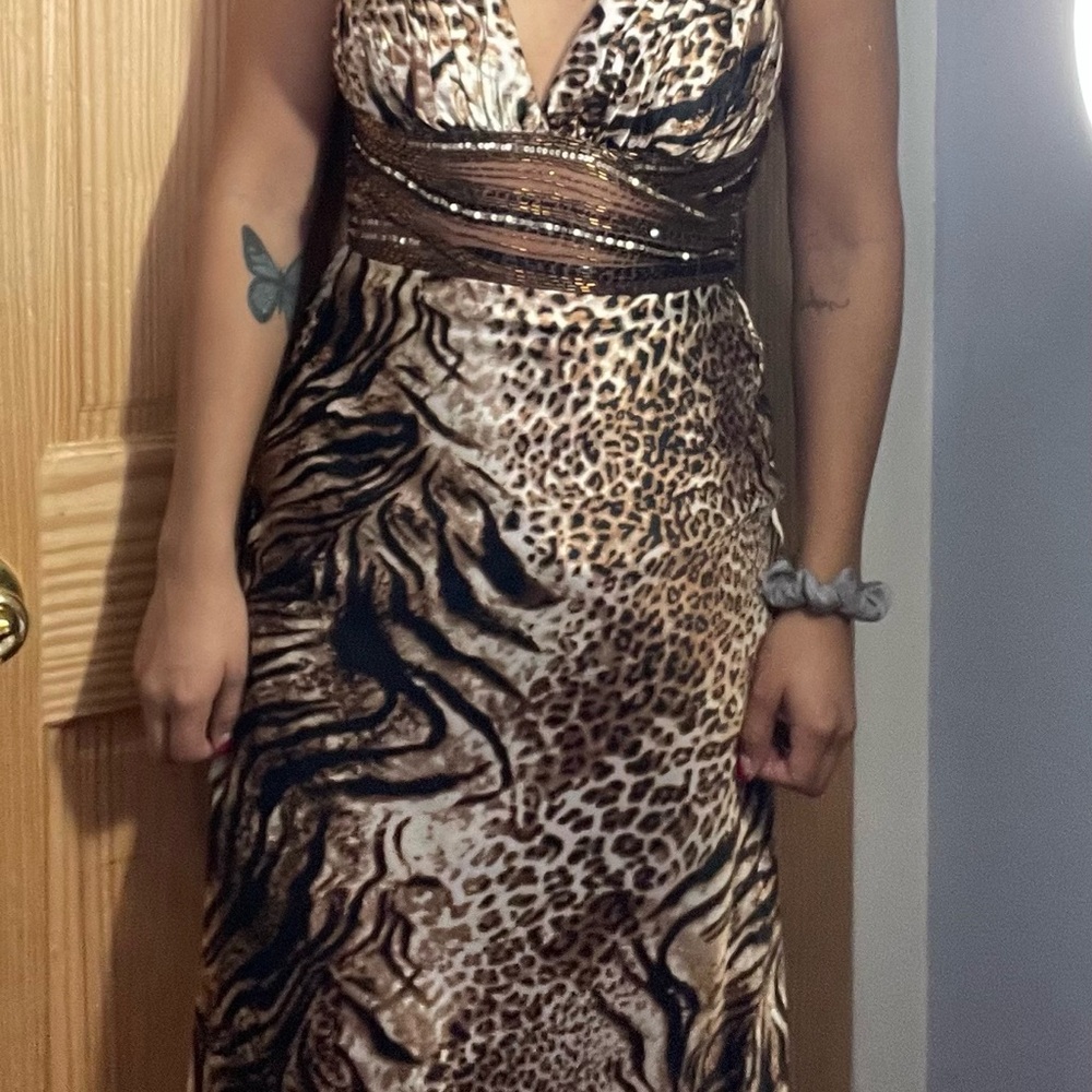 David's Bridal Brown and Black Prom Dress